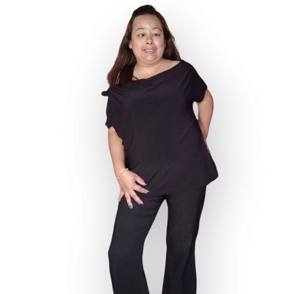 Jessica Black Draped Top – Size Large - Picture 2 of 15